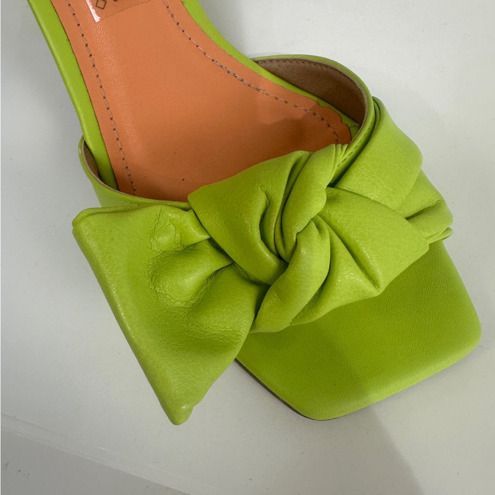 Zara Lime Green Knotted Block Heel Sandals - Picture 6 of 7